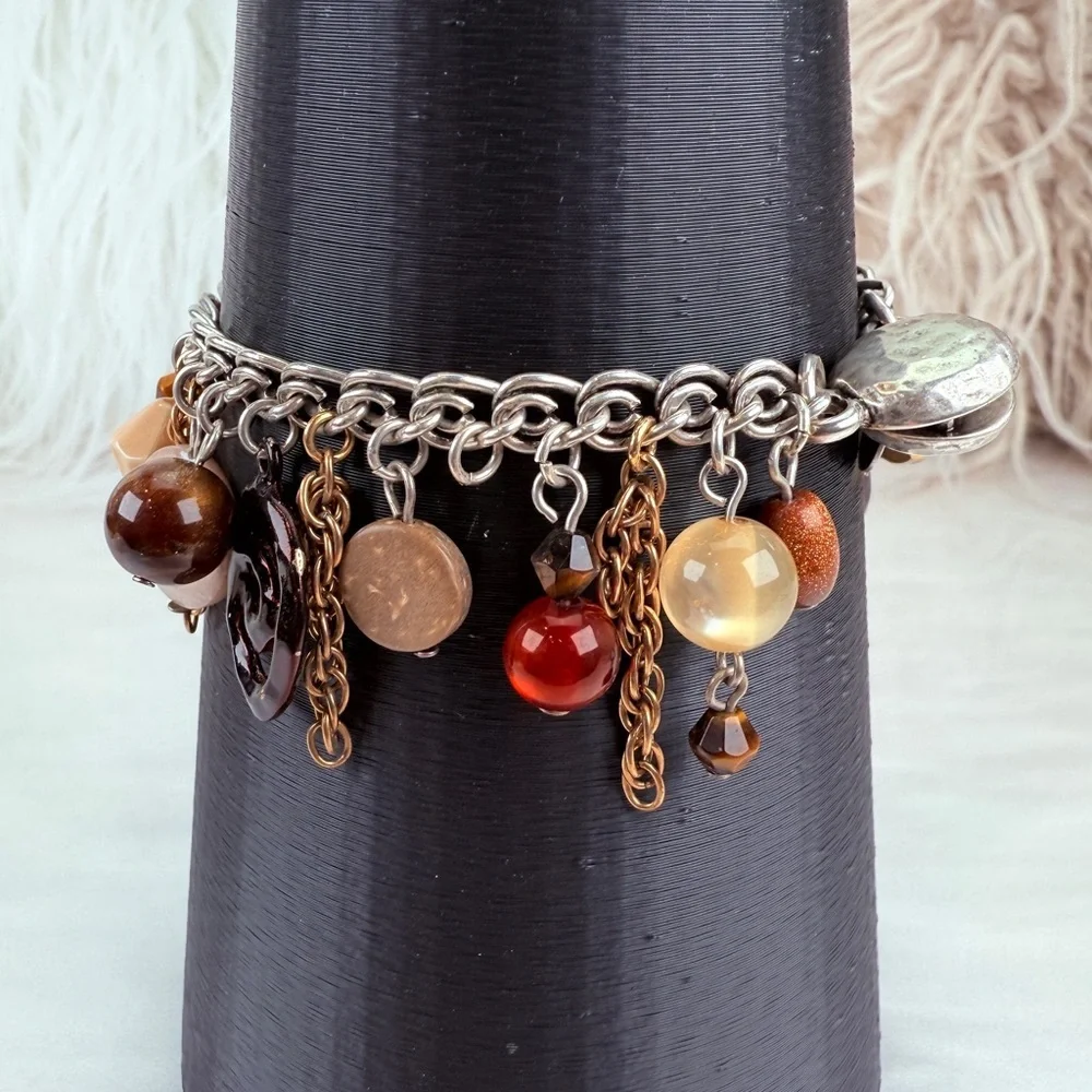Chico's bohemian chic Silvertone and Goldtone Multi Charm Bracelet